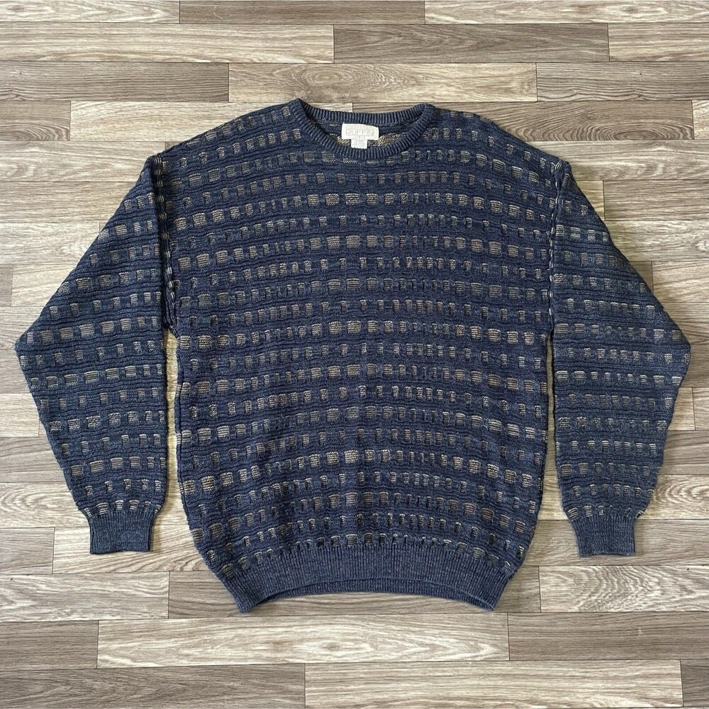 Vintage Gianfranco Ruffini Acrylic Knit Sweater Men’s XL Geometric Biggie Cosby